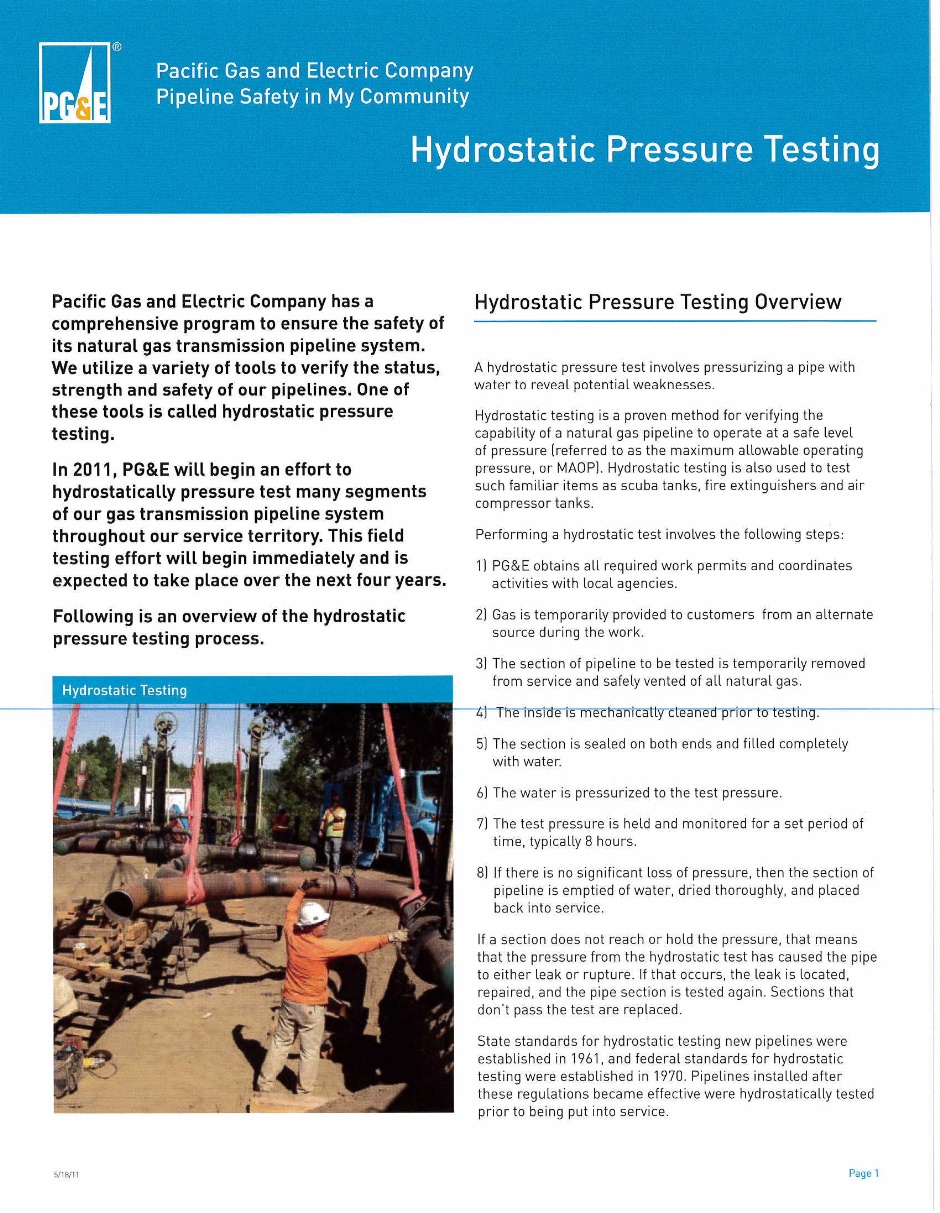 Hydrostatic Pressure Testing, page 1